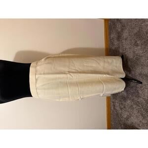 Cream Midi Skirt with Back Slit 4X